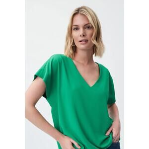 Womens Kelly Green Joseph Ribkoff Foliage V-Neck Top sz 10 EUC